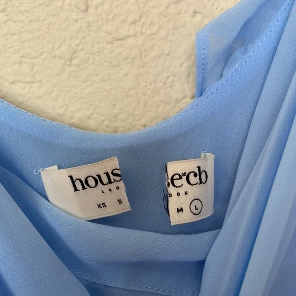 HOUSE OF CB 'Ariela' Soft‎ Blue Ruffle Maxi Dress NWOT size L - Picture 6 of 13